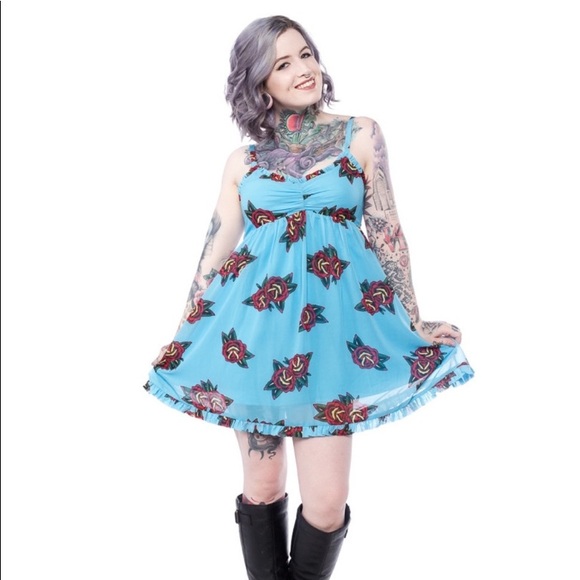 Sourpuss Dresses & Skirts - SOURPUSS TATTOO ROSES DOLLY DRESS
